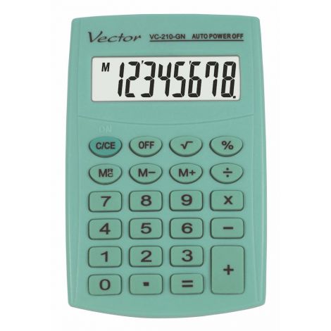Kalkulator Vector kieszonkowy VC-210-GN 8-pozycyjny, Zielony